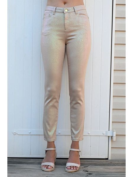 Bleu d'Azur Spodnie "Anoa" w kolorze beżowym rozmiar: 38. Brązowe spodnie materiałowe Bleu d'Azur, w ażurowe wzory, z materiału, klasyczne, z standardowym stanem. Za 158.10 zł.