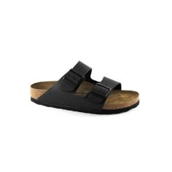 Klapki damskie Birkenstock Arizona BS W. Czarne klapki Birkenstock, bez wzorów, z materiału, bez obcasa, bez zapięcia. Za 296.10 zł.
