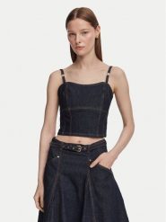 Guess Top W6YH15 D1351 Granatowy Slim Fit. Niebieskie topy Guess, xl, z aplikacjami, z bawełny, bez kołnierzyka, bez ramiączek. Za 474.99 zł.