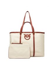 PINKO Torebka Miranda Shopper Extra PE 25 PLTT 104715 A2G2 Beżowy. Brązowe shopper bag Pinko, bez wzorów, z materiału, bez dodatków. Za 1,059.00 zł.