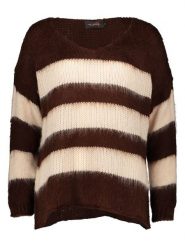 Miss goodlife Sweter "Stripes" w kolorze ciemnobrązowo-kremowym rozmiar: XL. Brązowe swetry miss goodlife, xl, bez wzorów, z wełny, bez ramiączek. Za 184.89 zł.