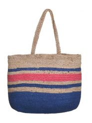 BLE Shopper bag w kolorze beżowo-niebiesko-czerwonym - 45 x 30 x 15 cm rozmiar: onesize. Brązowe shopper bag BLE, bez wzorów, z materiału, na ramię, bez dodatków. Za 159.95 zł.