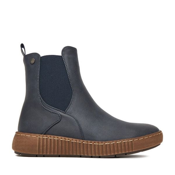 Botki Go Soft. Niebieskie botki GO SOFT, bez wzorów, bez obcasa, na płaskiej podeszwie, bez zapięcia. Za 179.99 zł.