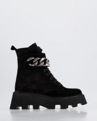 ZAMSZOWE BOTKI 0441567S BLACK. Czarne botki Venezia, bez wzorów, ze skóry, bez obcasa, bez zapięcia. Za 299.00 zł.