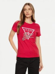 Guess T-Shirt W5RI10 I3Z14 Czerwony Regular Fit. Czerwone t-shirty Guess, s, z aplikacjami, z bawełny, bez kołnierzyka, bez ramiączek. Za 159.99 zł.