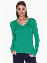 Polo Ralph Lauren Sweter 211891641005 Zielony Slim Fit. Zielone swetry Polo Ralph Lauren, xs, bez wzorów, z bawełny, bez ramiączek. Za 939.99 zł.