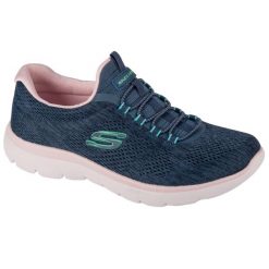 Buty treningowe damskie, Skechers Summits - Fun Flair. Niebieskie buty treningowe Skechers, bez wzorów, bez zapięcia, na fitness i siłownię. Za 249.99 zł.