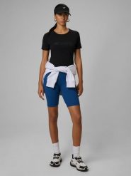 4F Legginsy kolarki z prążkowanej dzianiny damskie - turkusowe L. Niebieskie legginsy 4f, bez wzorów, z dzianiny. Za 99.99 zł.