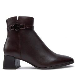 Botki Tamaris. Brązowe botki Tamaris, bez wzorów, bez obcasa, na słupku, bez zapięcia. Za 319.99 zł.