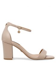 Nine West Sandały WFA2647-1 Beżowy. Brązowe sandały Nine West, bez wzorów, ze skóry, bez obcasa, na słupku, bez zapięcia. Za 229.99 zł.
