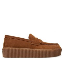 Półbuty Weekend Max Mara. Brązowe półbuty wsuwane Weekend Max Mara, bez wzorów, bez obcasa, na płaskiej podeszwie. Za 1,449.00 zł.