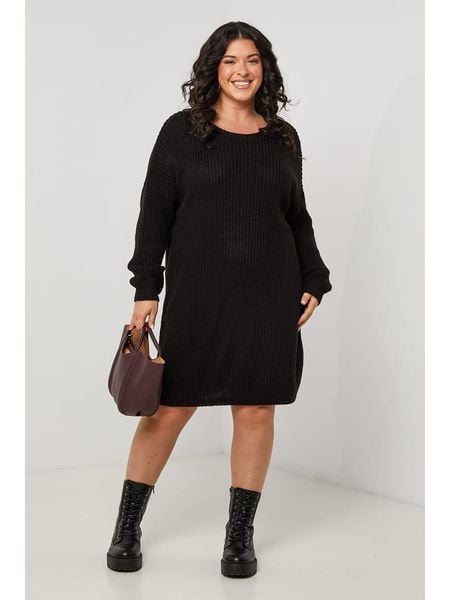 Curvy Lady Sukienka dzianinowa w kolorze czarnym rozmiar: 48/50. Czarne sukienki Curvy Lady, na co dzień, bez wzorów, z dzianiny, klasyczne, bez kołnierzyka, bez ramiączek, midi, proste. Za 86.99 zł.