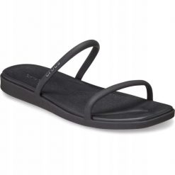 Klapki Dla Dorosłych Crocs Miami Two Strap. Czarne klapki Crocs, bez wzorów, z materiału, bez obcasa, bez zapięcia. Za 199.99 zł.