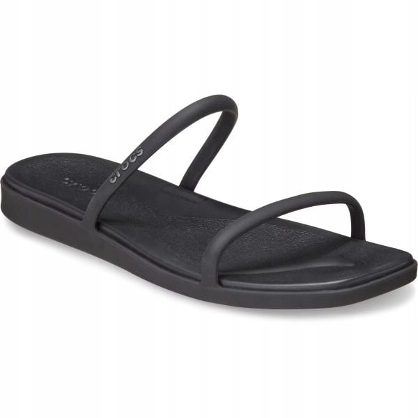 Klapki Dla Dorosłych Crocs Miami Two Strap. Czarne klapki Crocs, bez wzorów, z materiału, bez obcasa, bez zapięcia. Za 199.99 zł.