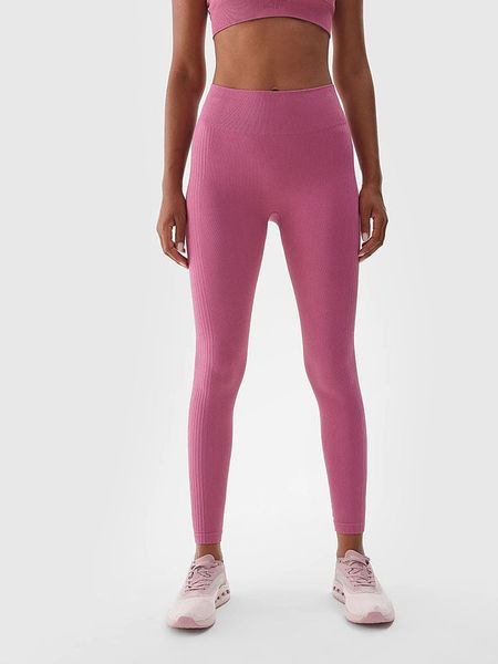 4F Legginsy sportowe w kolorze różowym rozmiar: XS/S. Różowe legginsy 4f, s, bez wzorów, z materiału, z podwyższonym stanem, outdoorowe. Za 50.95 zł.