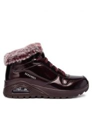 Skechers Botki Uno Rugged 168126/BURG Bordowy. Czerwone botki Skechers, bez wzorów, ze skóry, bez obcasa, na płaskiej podeszwie, bez zapięcia. Za 339.99 zł.