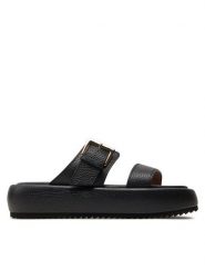 Pollini Klapki SA28245I0ITD0000 Czarny. Czarne klapki Pollini, bez wzorów, ze skóry, bez obcasa, bez zapięcia. Za 1,099.00 zł.