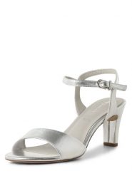 Tamaris Sandały Kobiety Sztuczna skóra srebrny, 38. Szare sandały Tamaris, bez wzorów, ze skóry, eleganckie, bez obcasa, bez zapięcia. Za 249.95 zł.