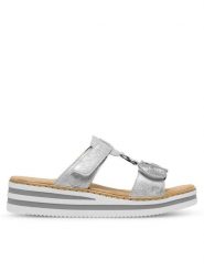 Rieker Klapki V02K3-40 Srebrny. Szare klapki Rieker, bez wzorów, z syntetyku, bez obcasa, bez zapięcia. Za 309.99 zł.