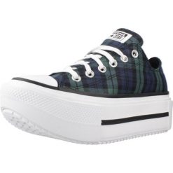 Buty CONVERSE CHUCK TAYLOR ALL STAR LIFT DOUBLE STACK PLATFORM PLAID Zielony. Zielone buty trekkingowe Converse, bez wzorów, z tkaniny, bez zapięcia, trekkingowe. Za 426.56 zł.