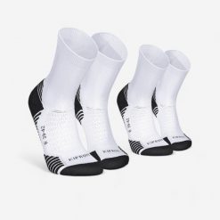 Skarpetki do biegania Kiprun Run 500 wysokie grube 2 pary. Białe skarpetki KIPRUN, bez wzorów, z dzianiny. Za 24.99 zł.