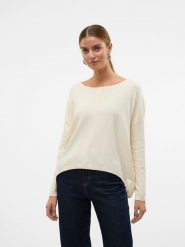 Vero Moda Sweter w kolorze kremowym rozmiar: XL. Brązowe swetry Vero Moda, xl, bez wzorów, z włókna, bez ramiączek. Za 83.62 zł.