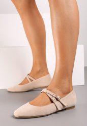 Beżowe Balerinki z Kwadratowym Noskiem z Ozdobnymi Paseczkami Nailone. Brązowe baleriny Born2be, bez wzorów, eleganckie, z kwadratowym noskiem, bez obcasa, na płaskiej podeszwie, bez zapięcia. W wyprzedaży za 59.99 zł.