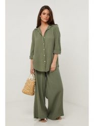 Lin Passion Lniana koszula w kolorze khaki rozmiar: 38/40. Brązowe koszule Lin Passion, bez wzorów, ze lnu, klasyczne, bez kołnierzyka, bez ramiączek. Za 177.32 zł.