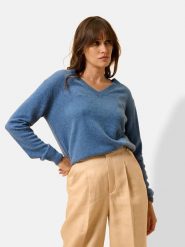 Just Cashmere Kaszmirowy sweter "Nora" w kolorze niebieskim rozmiar: S. Niebieskie swetry Just Cashmere, s, bez wzorów, z kaszmiru, bez ramiączek. Za 369.99 zł.