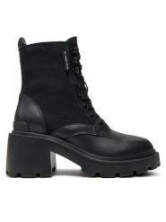 Tommy Jeans Botki Tjw Mid Heel Boot Mix Media EN0EN02556 Czarny. Czarne botki Tommy Jeans, bez wzorów, z jeansu, bez obcasa, na słupku, bez zapięcia. Za 339.99 zł.