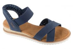Sandały damskie, Desert Kiss-Golden Lily. Czarne sandały Skechers, bez wzorów, z materiału, sportowe, bez obcasa, bez zapięcia. Za 289.99 zł.