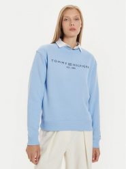 Tommy Hilfiger Bluza Logo WW0WW39791 Błękitny Regular Fit. Niebieskie bluzy Tommy Hilfiger, l, bez wzorów, z bawełny, bez kaptura. Za 239.99 zł.