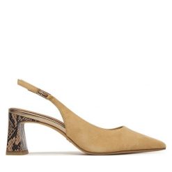 Czółenka Tamaris. Brązowe czółenka Tamaris, bez wzorów, bez obcasa, bez zapięcia. Za 369.99 zł.