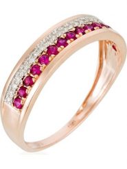 DIAMANTA Złoty pierścionek "Double voie" z diamentami i rubinami rozmiar: 52. Szare pierścionki DIAMANTA, z diamentem, złote. Za 1,435.99 zł.