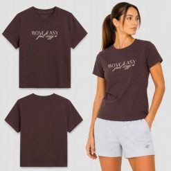 KOSZULKA DAMSKA 4F T-SHIRT SPORTOWY Z NADRUKIEM BAWEŁNIANY F2743 SS26. Brązowe t-shirty sportowe 4f, s, bez wzorów, z bawełny, bez ramiączek, na fitness i siłownię. Za 126.00 zł.