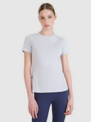 4F Koszulka do biegania w terenie regular damska - szara XL. Szare t-shirty sportowe 4f, uniwersalny, bez wzorów, z elastanu, bez ramiączek, do biegania. W wyprzedaży za 99.99 zł.
