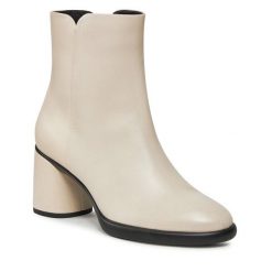 Botki ECCO. Białe botki ECCO, bez wzorów, bez obcasa, na słupku, bez zapięcia. Za 649.99 zł.