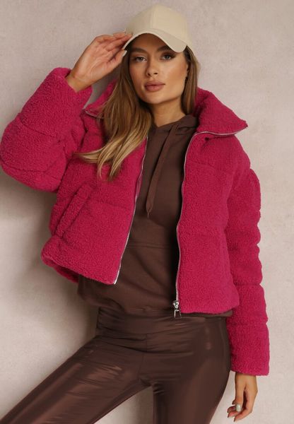 Fuksjowa Kurtka Futerko Teddy Voicha. Czerwone kurtki Renee, m, bez wzorów, z futra, eleganckie, bez kaptura. Za 184.99 zł.