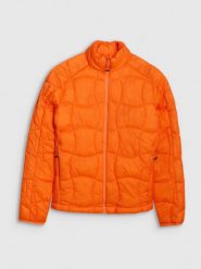 Kurtka puchowa trekkingowa z wypełnieniem Primaloft Silver damska - pomarańczowa. Brązowe kurtki 4f, m, z aplikacjami, z dzianiny, klasyczne, bez kaptura. Za 399.99 zł.