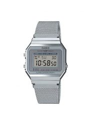 Casio Zegarek Vintage A700WEM-7AEF Srebrny. Szare, cyfrowe zegarki Casio, srebrne. Za 219.99 zł.