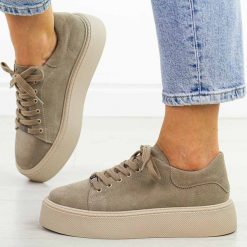 Taupe skórzane półbuty damskie Filippo Dp6119/25. Brązowe półbuty wsuwane Filippo, na jesień, bez wzorów, z jeansu, eleganckie, bez obcasa, na platformie. Za 239.00 zł.