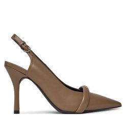 Sandały Furla. Brązowe sandały Furla, bez wzorów, bez obcasa, na szpilce, bez zapięcia. Za 859.99 zł.