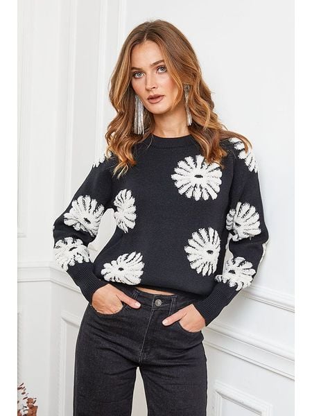 Joséfine Sweter "Banshee" w kolorze czarno-białym rozmiar: S. Czarne swetry Joséfine, s, bez wzorów, bez ramiączek. Za 152.99 zł.