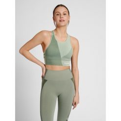 Damski bezszwowy biustonosz sportowy Hummel MT Unite. Niebieskie biustonosze sportowe Hummel, bez wzorów, na fitness i siłownię. Za 157.00 zł.