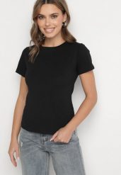 Czarny Klasyczny T-shirt z Bawełny Lorali. Czarne t-shirty Born2be, m, bez wzorów, z bawełny, klasyczne, bez kołnierzyka, bez ramiączek. W wyprzedaży za 25.49 zł.