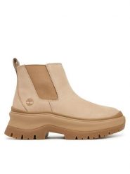 Timberland Sztyblety Roxie Lane Mid TB0A28XMEN71 Beżowy. Brązowe botki Timberland, bez wzorów, z nubiku, bez obcasa, na płaskiej podeszwie, bez zapięcia. Za 539.99 zł.