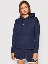 Tommy Jeans Bluza Center Badge DW0DW10403 Granatowy Regular Fit. Niebieskie bluzy Tommy Jeans, xs, bez wzorów, z bawełny, bez ramiączek, bez kaptura. Za 469.99 zł.