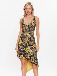 Versace Jeans Couture Sukienka codzienna 74HAO912 Czarny Regular Fit. Czarne sukienki Versace Jeans Couture, na co dzień, bez wzorów, z jeansu, bez kołnierzyka, bez ramiączek, proste. Za 859.99 zł.