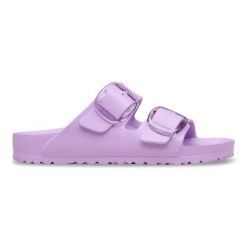 BIRKENSTOCK Arizona Big Buckle EVA Crocus Klapki damskie. Fioletowe klapki Birkenstock, bez wzorów, bez obcasa, bez zapięcia. Za 269.99 zł.