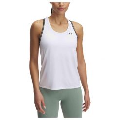 Top treningowy damski Under Armour Tech Knockout Tank. Białe topy Under Armour, xl, bez wzorów, bez kołnierzyka, bez ramiączek. Za 89.99 zł.